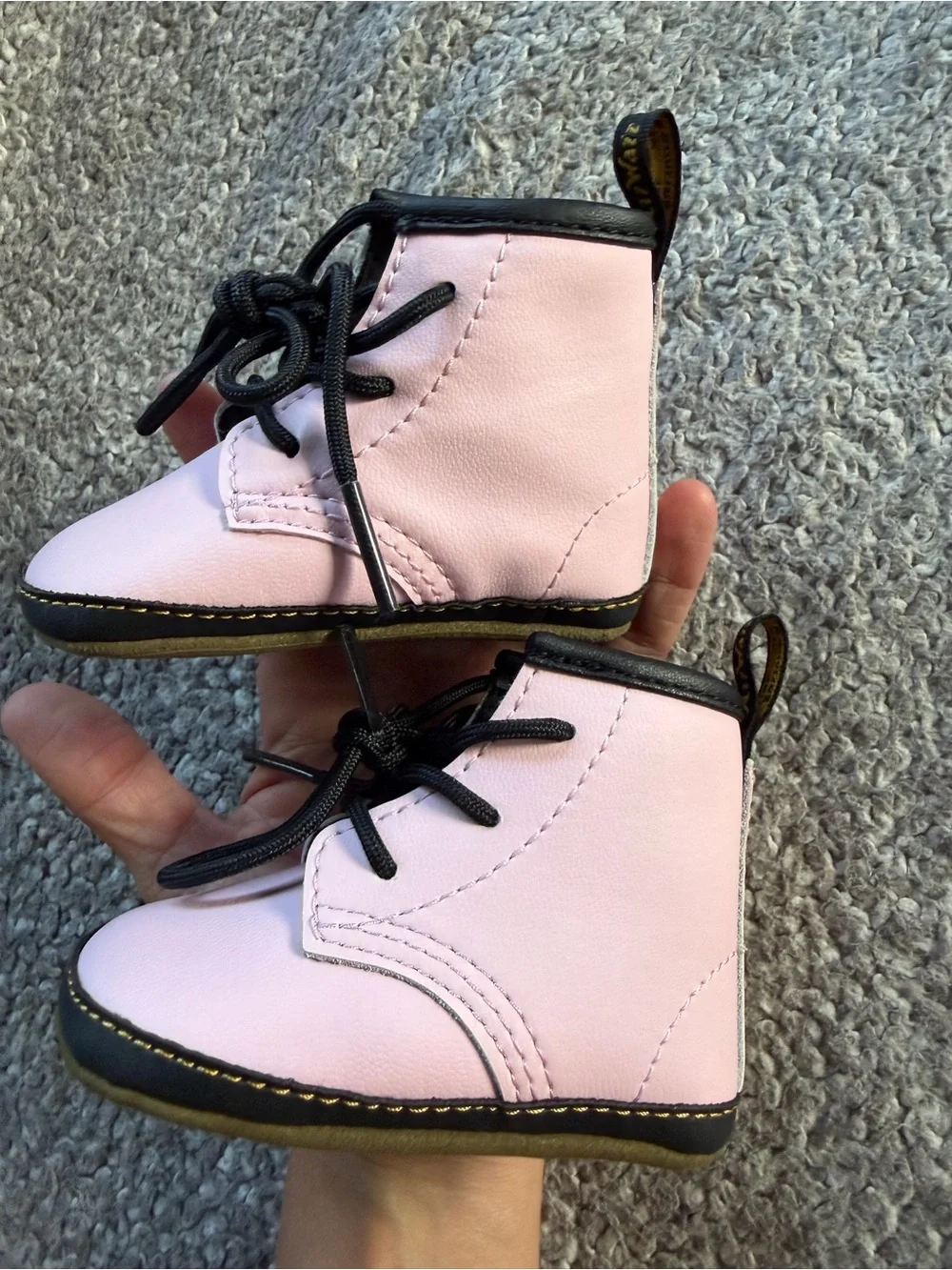 Dr. Martens 1460 Crib Booties Pale Pink Leather Baby Shoes NWOT
